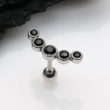 Detail View 1 of Journey Sparkle Curve Cartilage Tragus Barbell Earring-Black