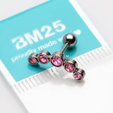 Detail View 2 of Journey Sparkle Curve Cartilage Tragus Barbell Earring-Pink