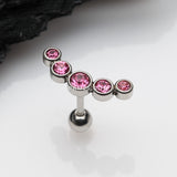Detail View 1 of Journey Sparkle Curve Cartilage Tragus Barbell Earring-Pink