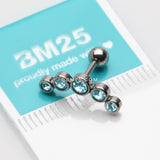 Detail View 2 of Journey Sparkle Curve Cartilage Tragus Barbell Earring-Aqua