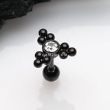 Detail View 1 of Blackline Bali Beads Triangle Sparkle Cartilage Tragus Barbell Earring-Clear Gem