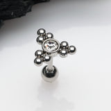 Detail View 1 of Bali Beads Triangle Sparkle Cartilage Tragus Barbell Earring-Clear Gem