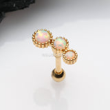 Detail View 1 of Golden Fire Opal Bubble Trio Sparkle Cartilage Tragus Barbell Earring-White Opal