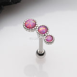 Detail View 1 of Fire Opal Bubble Trio Sparkle Cartilage Tragus Barbell Earring-Pink Opal
