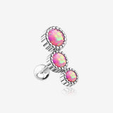 Fire Opal Bubble Trio Sparkle Cartilage Tragus Barbell Earring-Pink Opal