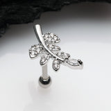 Detail View 1 of Sparkle Autumn Leaf Cartilage Tragus Barbell Earring-Clear Gem