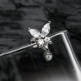 Detail View 1 of Dainty Sparkle Butterfly Dangle Cartilage Tragus Barbell Earring-Clear Gem