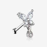 Dainty Sparkle Butterfly Dangle Cartilage Tragus Barbell Earring