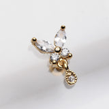 Detail View 2 of Golden Dainty Sparkle Butterfly Dangle Cartilage Tragus Barbell Earring-Clear Gem