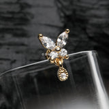 Detail View 1 of Golden Dainty Sparkle Butterfly Dangle Cartilage Tragus Barbell Earring-Clear Gem