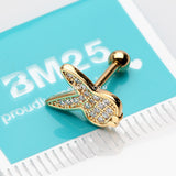 Detail View 2 of Golden Brilliant Sparkle Playboy Bunny Cartilage Tragus Barbell Earring-Clear Gem