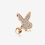 Rose Gold Brilliant Sparkle Playboy Bunny Cartilage Tragus Barbell Earring*