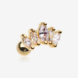 Golden Journey Marquise Sparkle Cartilage Tragus Stud Barbell Earring-Clear Gem