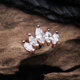 Detail View 1 of Rose Gold Journey Marquise Sparkle Cartilage Tragus Stud Barbell Earring-Clear Gem