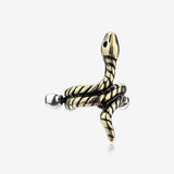 Golden Coiled Serpent Snake Steel Cartilage Helix Cuff Earring