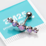 Detail View 2 of Fire Opal Journey Curve Prong Set Cartilage Tragus Barbell Earring-Purple Opal
