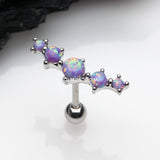 Detail View 1 of Fire Opal Journey Curve Prong Set Cartilage Tragus Barbell Earring-Purple Opal