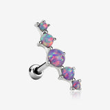 Fire Opal Journey Curve Prong Set Cartilage Tragus Barbell Earring