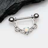 Detail View 1 of A Pair of Turan Fire Opal Sparkle Dangle Nipple Shield-White Opal