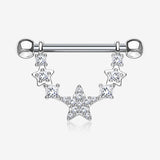 A Pair of Sparkly Glam Stars Dangle Nipple Shield-Clear Gem