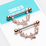 Detail View 2 of A Pair of Rose Gold Sparkly Glam Stars Dangle Nipple Shield-Clear Gem