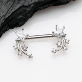 Detail View 1 of A Pair of Shooting Star Sparkles Nipple Barbell-Clear Gem