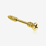 A Pair of Golden Nail Screw Bolt Steel Nipple Barbell