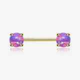 A Pair of Golden Fire Opal Prong Set Sparkle Nipple Barbell