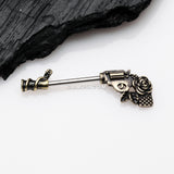 Detail View 1 of A Pair of Antique Brass Rose Vine Pistol Gun Nipple Barbell
