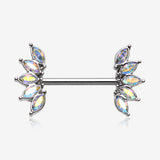 A Pair of Brilliant Marquise Sparkle Floral Nipple Barbell