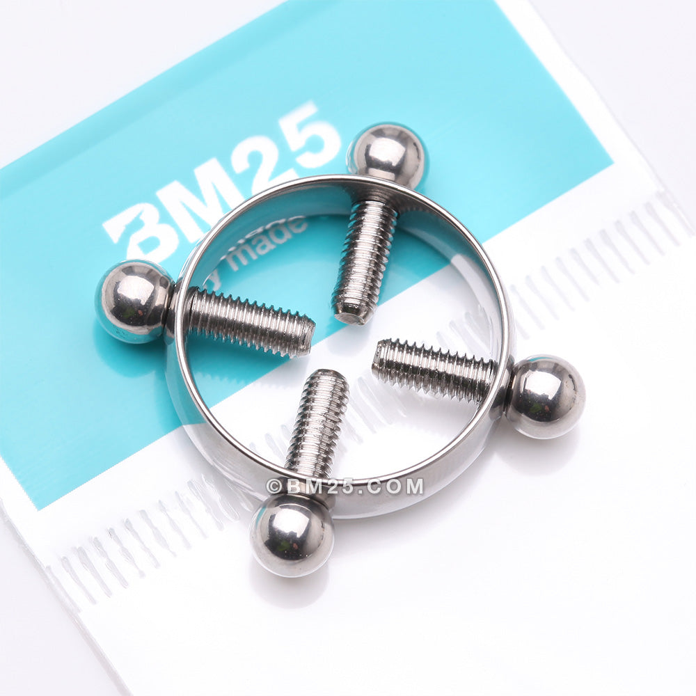 Steel Non-Piercing Adjustable Screw Clamp Nipple Ring 