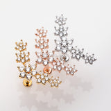 Detail View 2 of Rose Gold Brilliant Sparkle Flower Journey Top Internally Threaded Steel Labret-Clear Gem