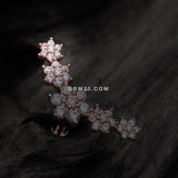 Detail View 1 of Rose Gold Brilliant Sparkle Flower Journey Top Internally Threaded Steel Labret-Clear Gem