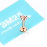 Detail View 3 of Rose Gold Adorable Heart Embossed Top Internally Threaded Steel Flat Back Stud Labret