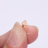 Detail View 2 of Rose Gold Adorable Heart Embossed Top Internally Threaded Steel Flat Back Stud Labret