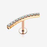 Rose Gold Brilliant Sparkle Gems Journey Top Internally Threaded Steel Labret-Clear Gem