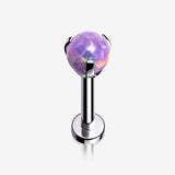 Fire Opal Claw Prong Set Sparkle Internally Threaded Labret