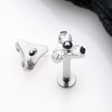 Detail View 1 of Trinity Sparkle Internally Threaded Steel Labret-Clear Gem