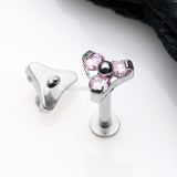 Detail View 1 of Trinity Sparkle Internally Threaded Steel Labret-Pink