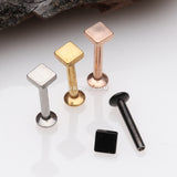 Detail View 2 of Rose Gold Minimalist Square Top Internally Threaded Steel Labret