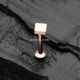 Detail View 1 of Rose Gold Minimalist Square Top Internally Threaded Steel Labret