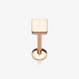 Rose Gold Minimalist Square Top Internally Threaded Steel Labret