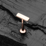 Detail View 1 of Rose Gold Minimalist Rectangular Bar Top Internally Threaded Steel Labret