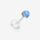 Fire Opal Sparkle Top Bio-Flex Push-In Labret-Blue