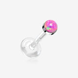 Fire Opal Sparkle Top Bio-Flex Push-In Labret-Pink
