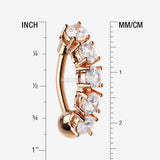 Detail View 1 of Rose Gold Classic Vertical Sparkles Reverse Belly Button Ring-Clear Gem