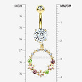 Detail View 1 of Golden Sparkle Chic Flower Wreath Belly Button Ring
