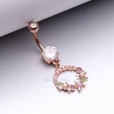 Detail View 2 of Rose Gold Sparkle Chic Flower Wreath Belly Button Ring