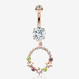 Rose Gold Sparkle Chic Flower Wreath Belly Button Ring