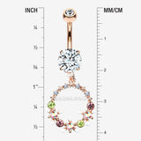 Detail View 1 of Rose Gold Sparkle Chic Flower Wreath Belly Button Ring